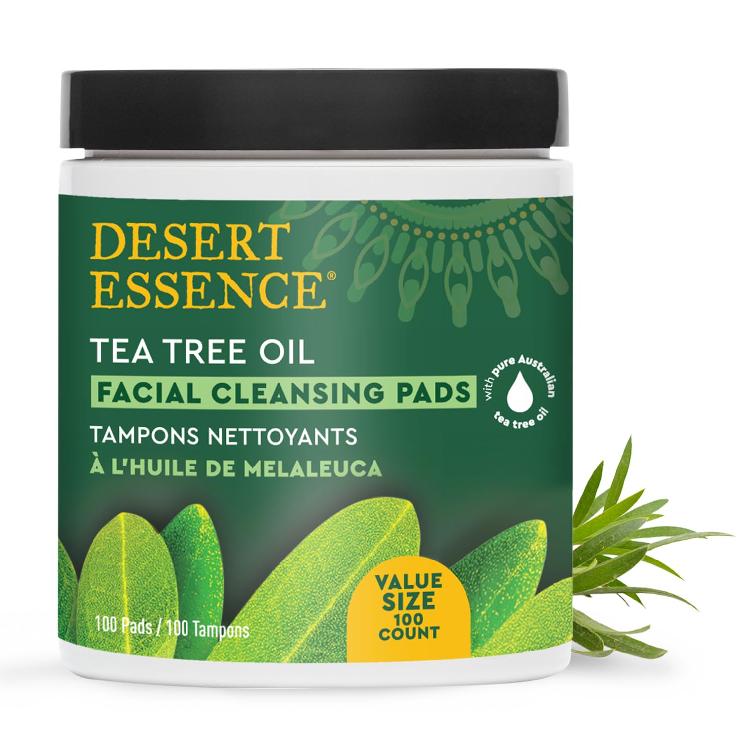 Desert Essence Tea Tree Facial Cleansing Pads 100 Pads Container
