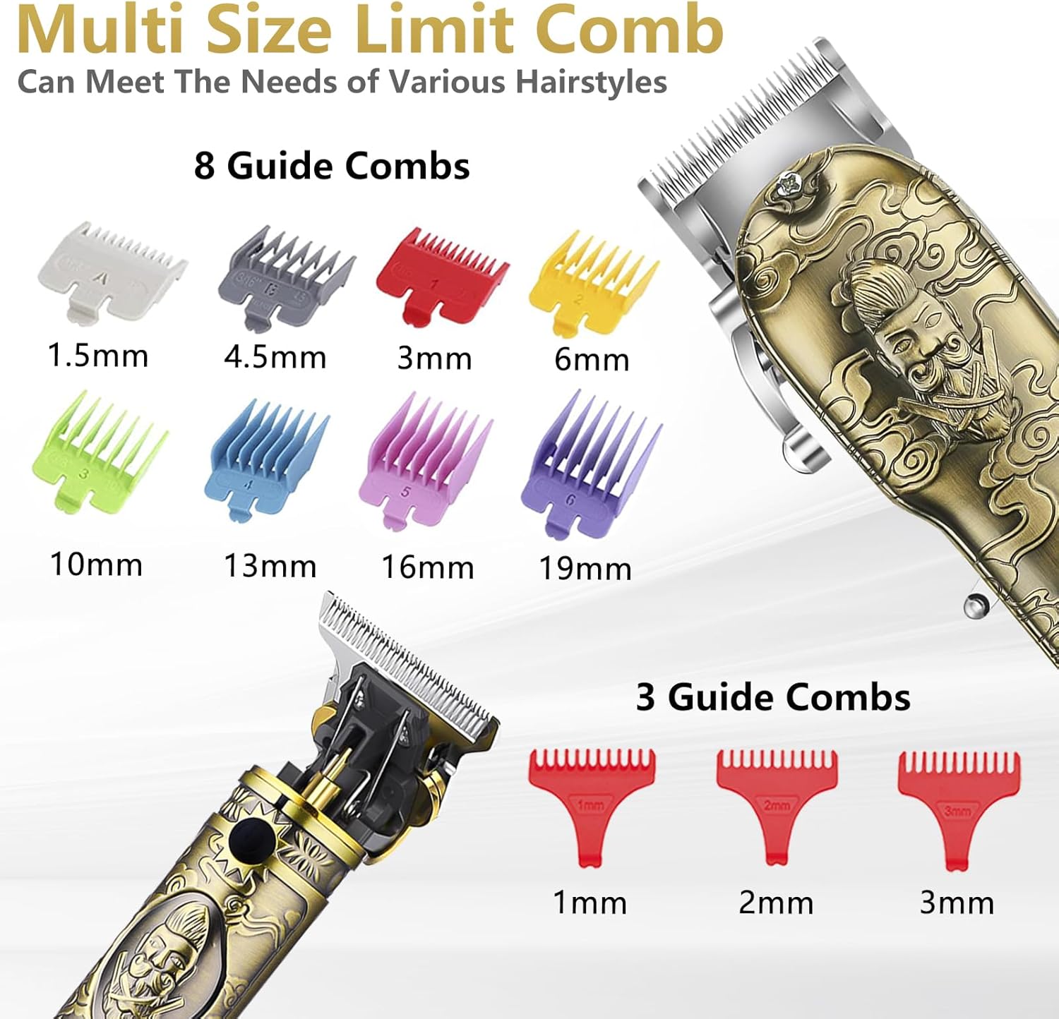 Soonsell Professional Hair Clippers for Men Cordless, Mens Clippers and Grooming Set,Electric Shavers, Clippers and T-Blade Trimmers Set,Hair Cutting Kit LCD Display(Bronze - Image 4