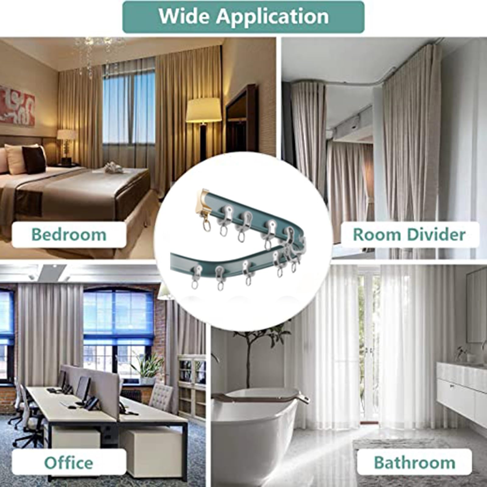 Binario Per Tende A Soffitto 5 Metri - Curvo, Flessibile, Con Ganci E Staffe, Nero - Foto 5