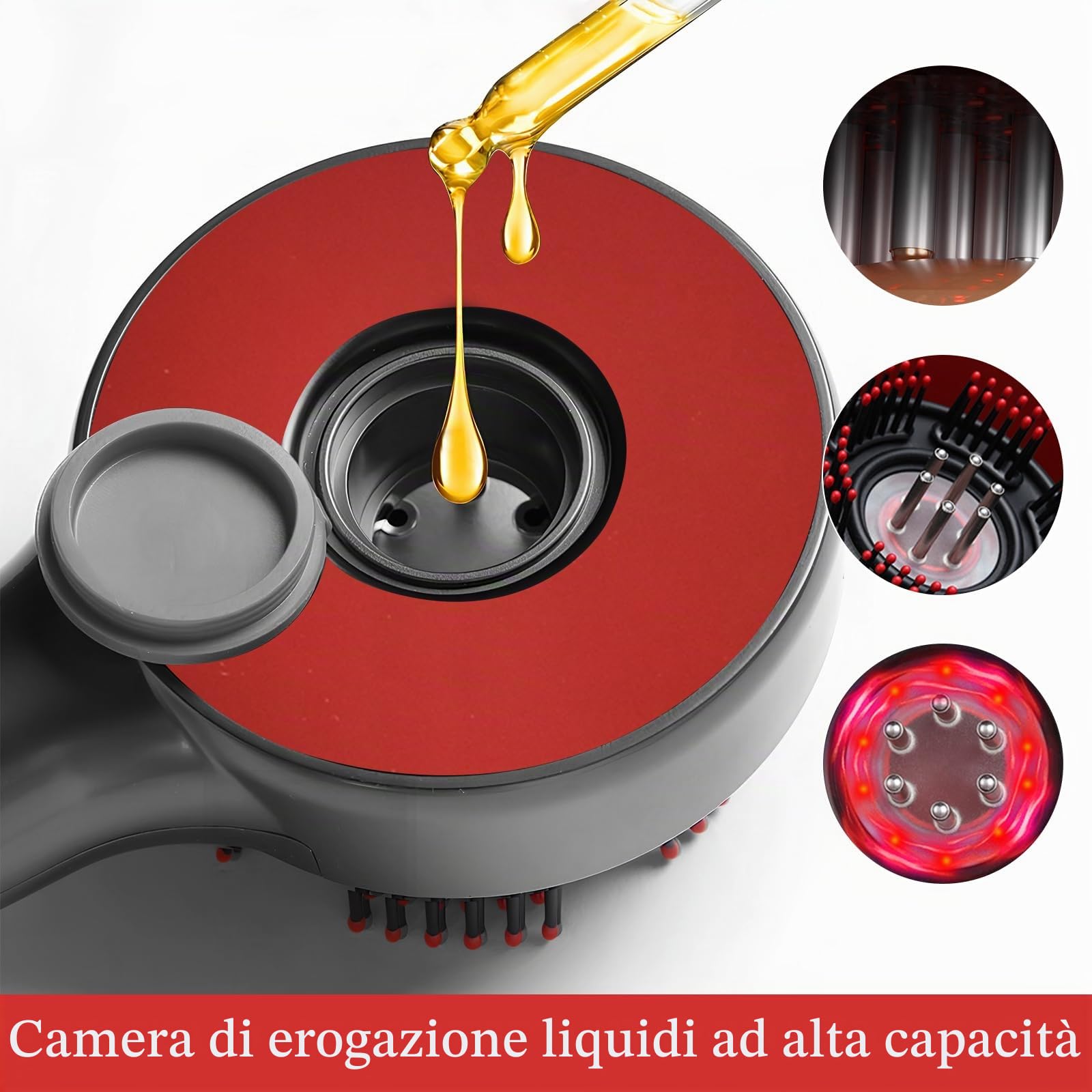 Massaggiatore Elettrico per Cuoio Capelluto, 2-in-1 Spazzola Massaggiante con Luce Rossa, Blu e Viola, 5 Velocità, IPX7 Impermeabile, Massaggio 360° per Cura dei Capelli e del Scalp – Regalo Unisex