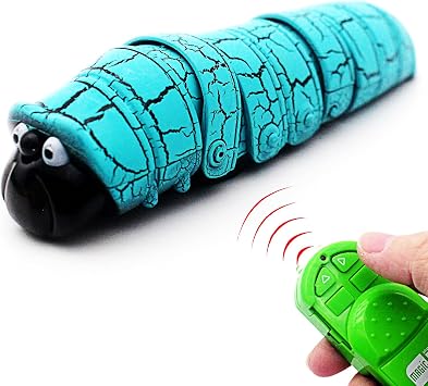 Tipmant RC Bug Remote Control Worm Realistic Caterpillar Inchworm Electronic Animal Toys Fake Insect Car Vehicle Kids Birthday Gifts Blue