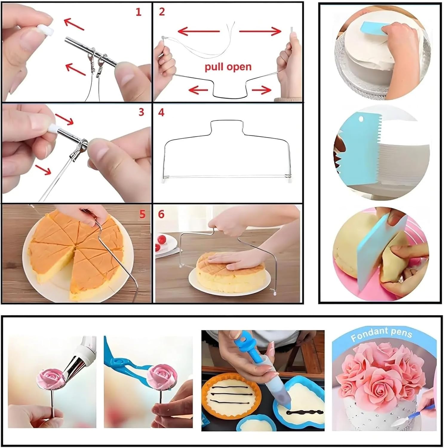 Cake Decorating Kit Baking Supplies with Aluminum Turntable Leveler Icing Tips Set