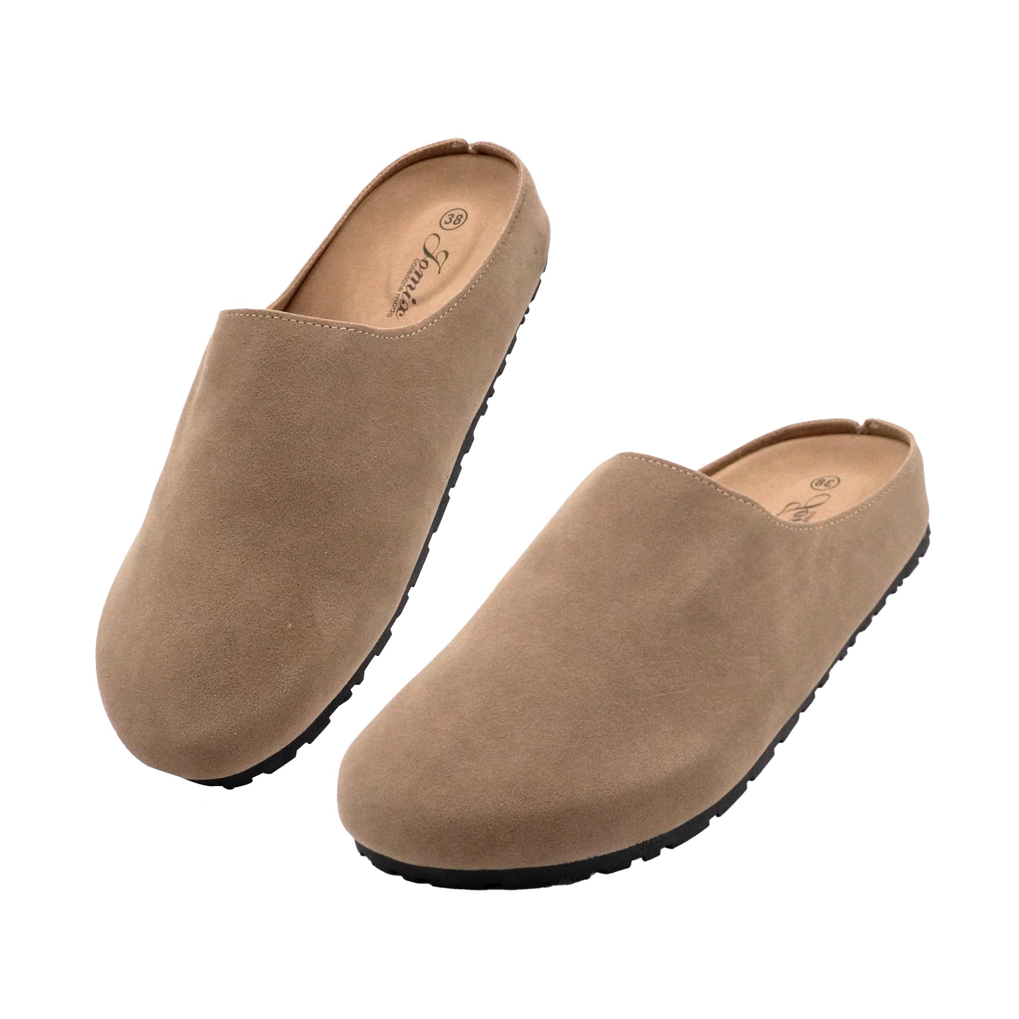 JOMIX Sabot Donna Eco-Pelle Scamosciata Zoccoli Comodi e Traspiranti Punta Chiusa Pantofole Casual Casa Sughero per Tutto Il Giorno