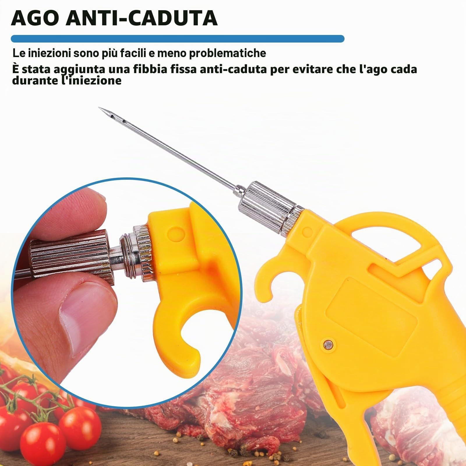 MXBAOHENG Siringa per Carne Pompa con 10 Aghi Elettrica per Pistola a iniezione di Carne 50W Elettrico Marinata Iniettore Siringa di Carne in Acciaio Inossidabile per arrosto di Tacchino,Maiale,Manzo