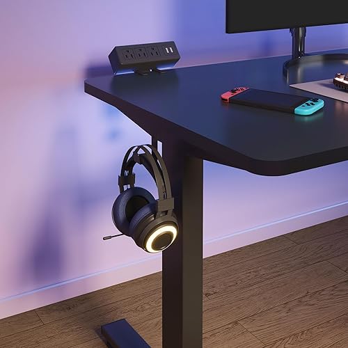 Miniatura 10 de FLEXISPOT EN2 Marco de escritorio de pie con regleta de alimentación de abrazadera y bandeja de gestión de cables, base de escritorio eléctrica con