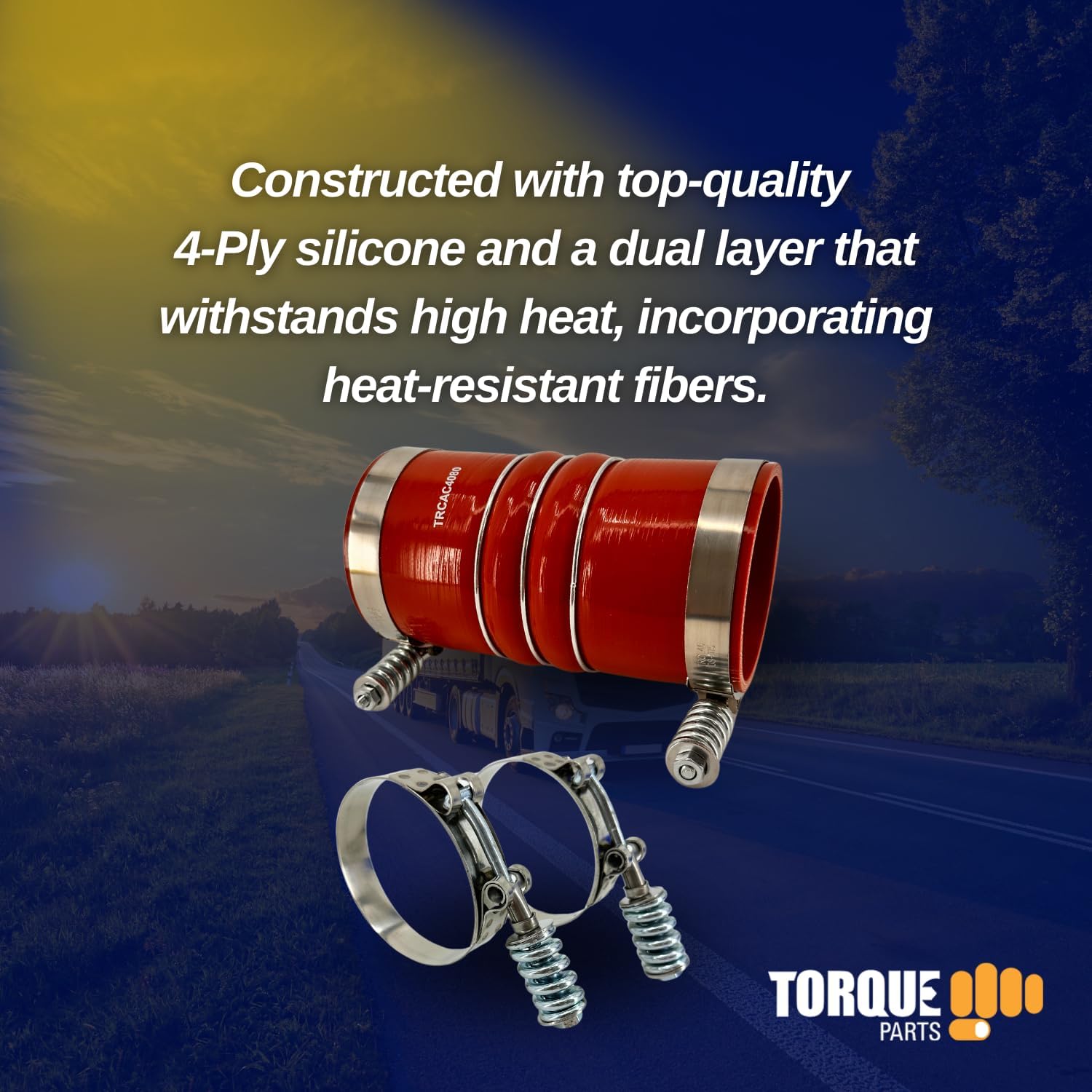 TORQUE Silicone CAC Charge Air Cooler Hump Hose Boot Set 4" x 8" with 2 PCS T-Bolt Clamps Set, Air Intake and Intercooler Hose Kit
