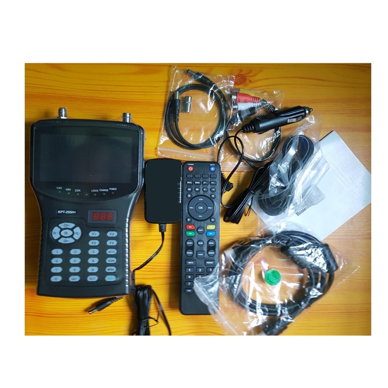 Medidor de Intensidad de señal de TV, KPT-255H + DVB-S2 Super Digital TV Receptor Codificador Modulador Full HD Sat Finder Ver Canales gratuitos Satélite,Buscador de satélites