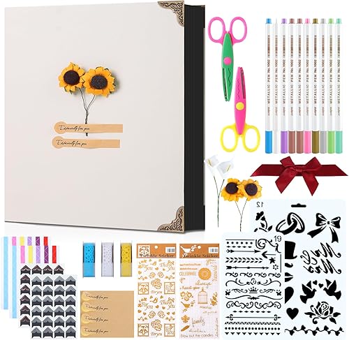 amassan Álbum de fotos, álbum de recortes, 60 páginas, tapa dura, 8.5 x 11 pulgadas, con kit de suministros para álbumes de recortes, 3 anillos,