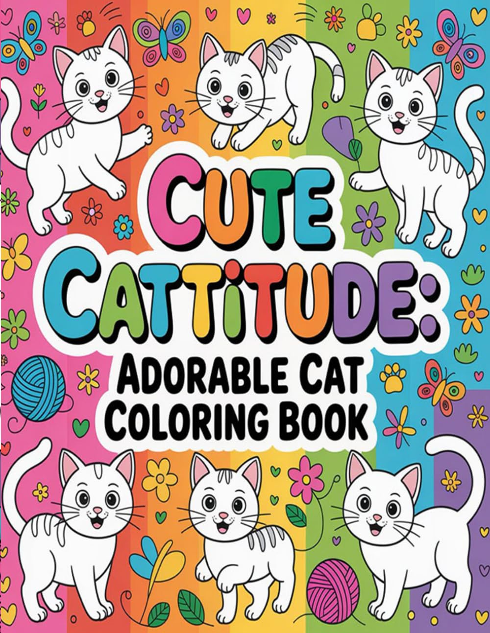 Cute Cattitude: Adorable Cat Coloring Book: Fun, Cute & Sassy Cat Designs for Relaxation, Stress Relief & Creative Joy
