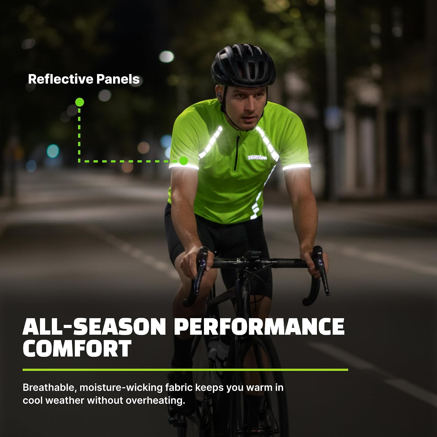 ReflecToes Reflective Cycling Jersey 360° Retroreflective Hi-Vis Bike Shirt for Night & Commuter Riding