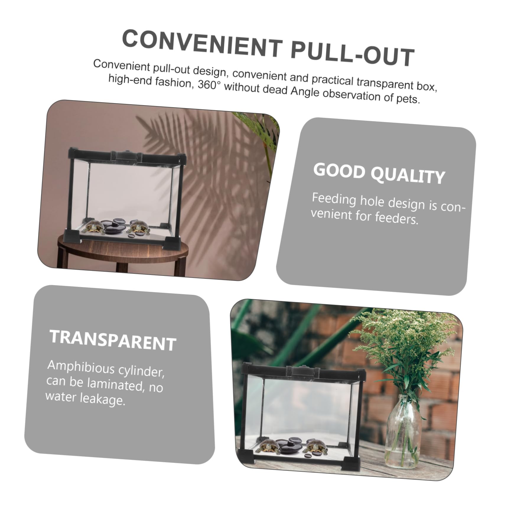 Terrario de Reptiles Transparente Ligero Ventilación Estable | Caja de Plástico, Hierro y Cristal, Uso Exterior, Apto para Serpientes y Arañas