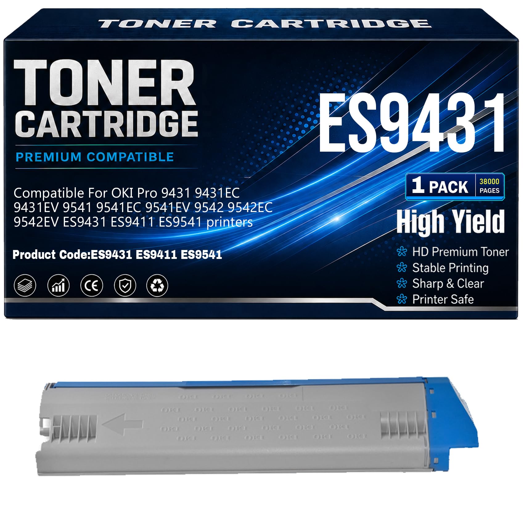 ES9431 Cartucce toner nero ciano giallo magenta per OKI Pro 9431 9431EC 9431EV 9541 9541EC 9541EV 9542 9542EC 9542EV ES9411 ES9541 Stampanti con chip