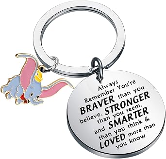 SEIRAA Elephant Gift Elephant Lover Inspiration Keychain for Daughter Son BBF Always Remember Youre Braver Keychain