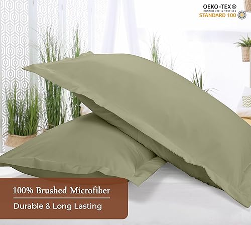 Miniatura 4 de Royale Linens Paquete de 2 fundas de almohada tamaño Queen de 20 x 30 pulgadas, microfibra cepillada 1800, fundas de almohada de cama, resistentes a