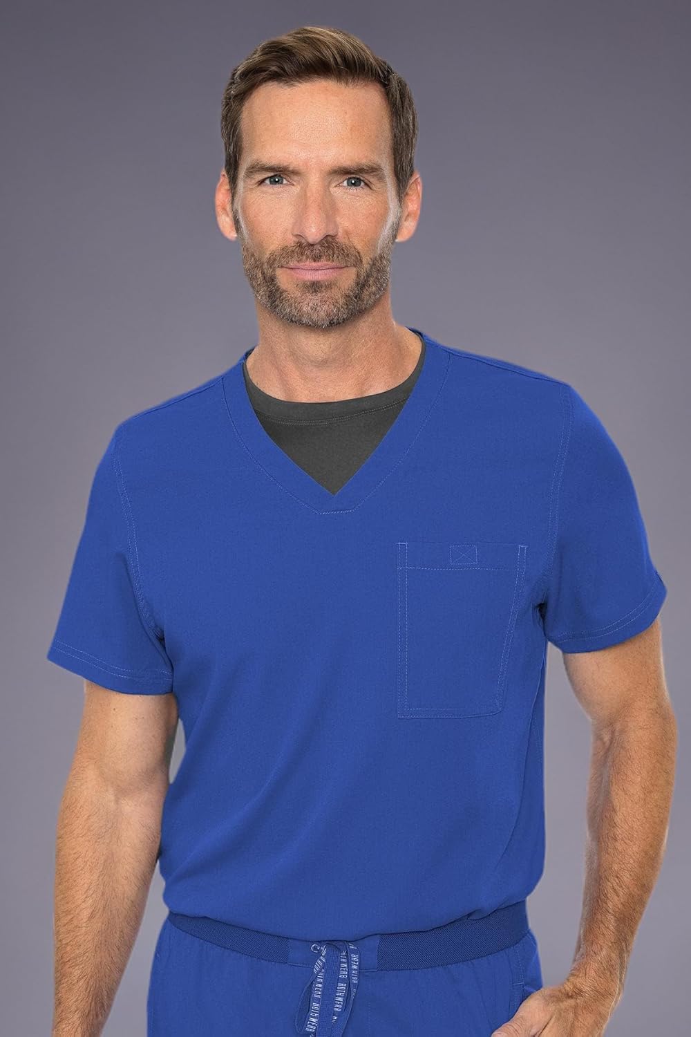 Med Couture Men's Scrub Top Cadence 2-Way Stretch Technology with Ultra Soft Fabric & One Chest Pocket - MC7478