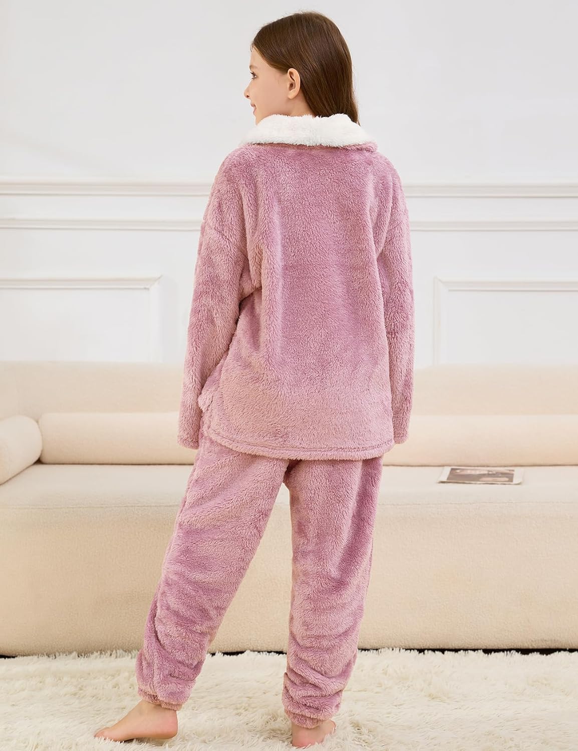PEHMEA Girls Fuzzy Fleece Pants Sets 2 Piece Outfits Casual Pullover Sweatshirt Winter Warm Sweatsuit for Kids 5-14Y - Image 4
