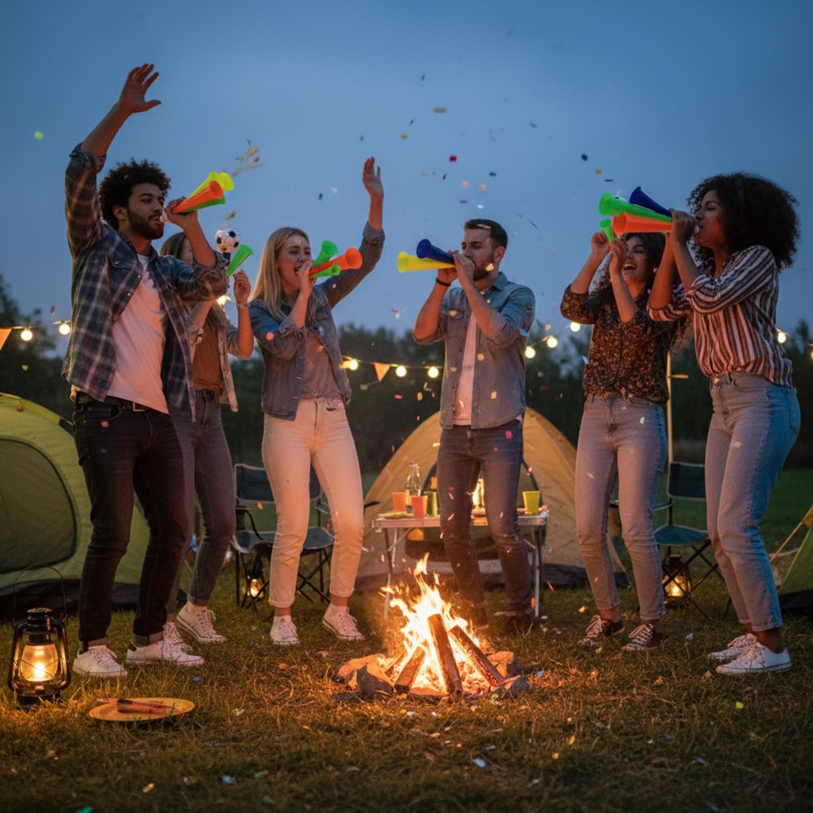 OHAANYY Set di 3 Vuvuzela Professionali per Tifosi, 3 Misure (S/M/L) con Corda, in plastica di Alta qualità. per Adulti (14+). Ideale per Coppa del Mondo, stadi ed Eventi Sportivi.