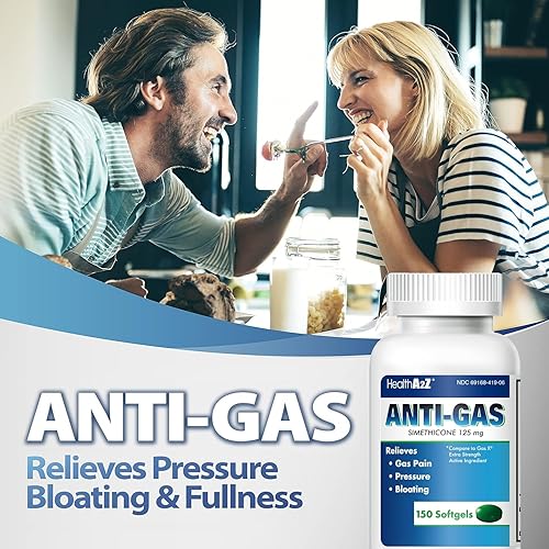 Vista 4 de HealthA2Z® Simeticona de alivio de gases 125 mg Alivia las molestias estomacales y los gases Anti flatulencia Alivia los gases rápido