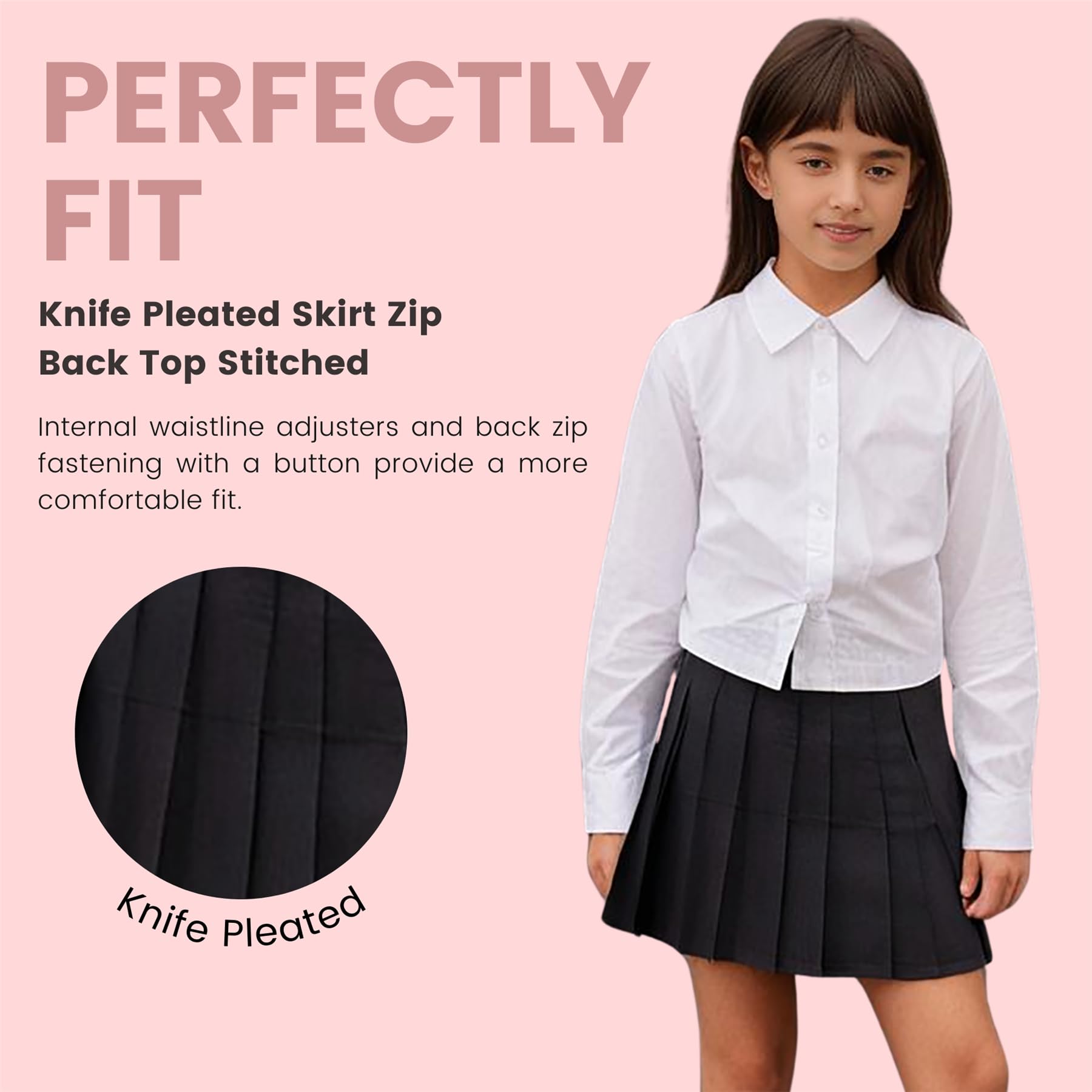 Gonne scolastiche per ragazze, confezione da 2 gonne a pieghe a coltello, gonna formale da donna con cerniera posteriore cucita gonna da ufficio, gonna estiva elasticizzata per uniforme