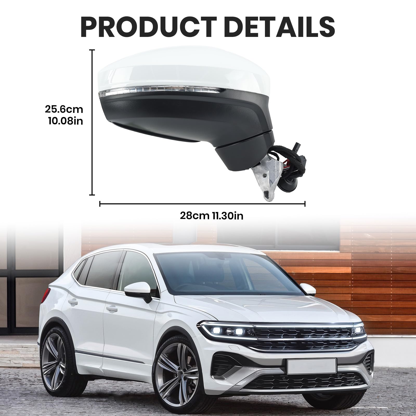 Soillar Passenger Side Mirror For VW Tiguan 2018-2022 – Black, Heated, Turn Signal, 6-Pin