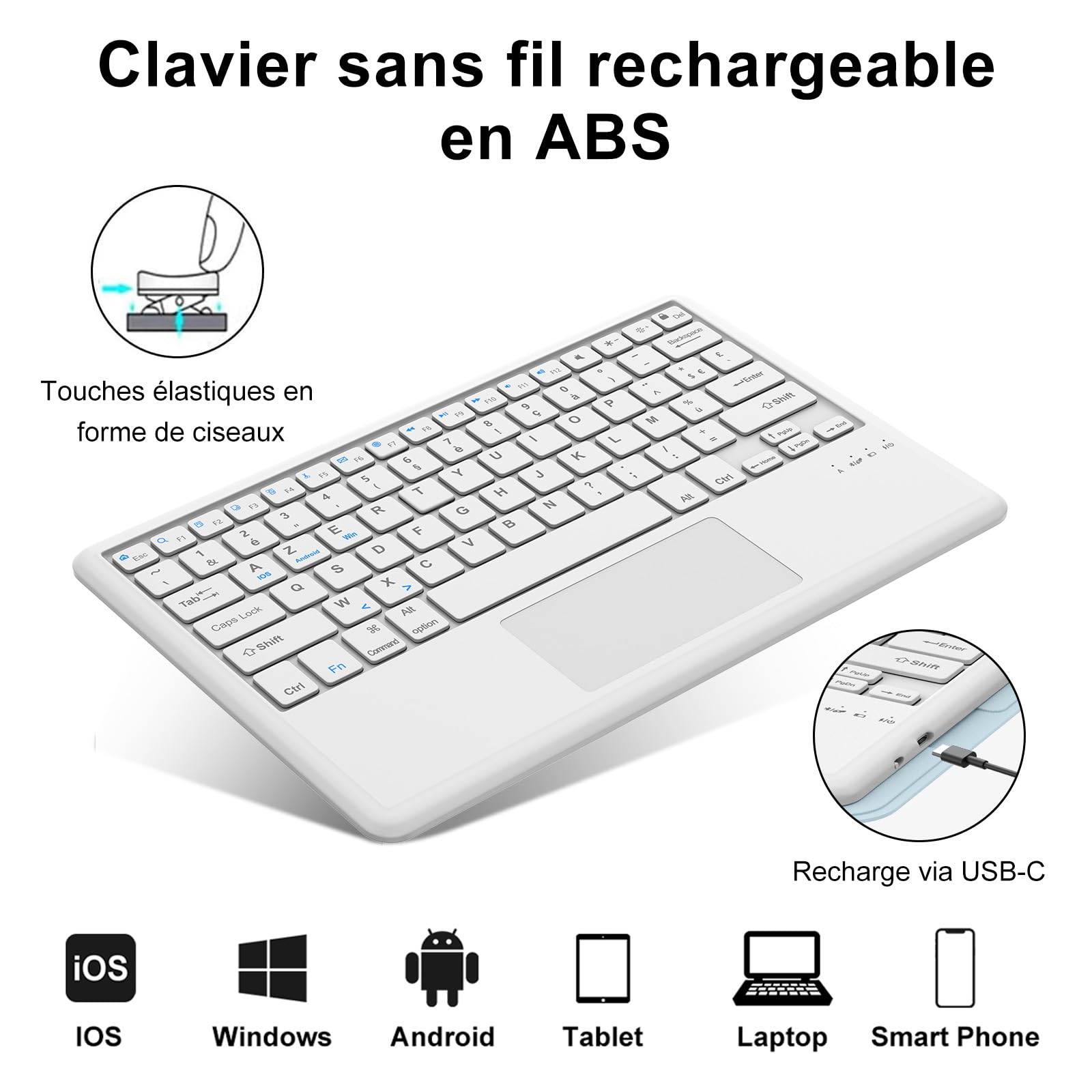 WINCHKING Clavier pour iPad 10 ème - Coque Clavier iPad 10eme Generation, Trackpad Multi-Touch, AZERTY, (Herbe)