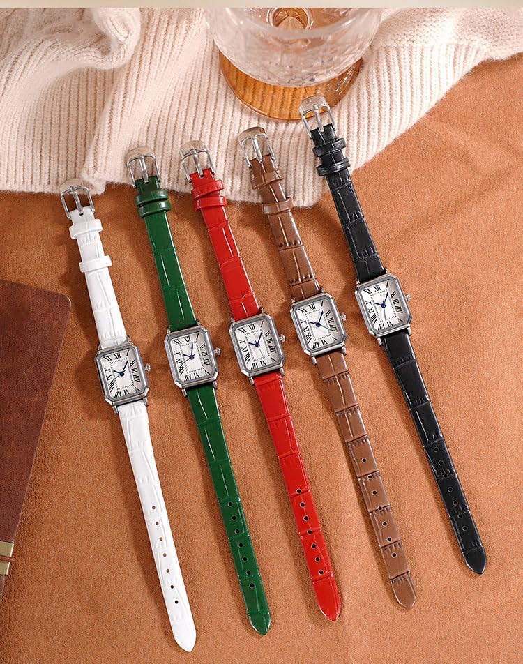 LOREO Vintage Watch for Women's Watches Small Rectangle Dial Soft Leather Strap, Classic Vintage Style Quartz Wristwatch - Image 5