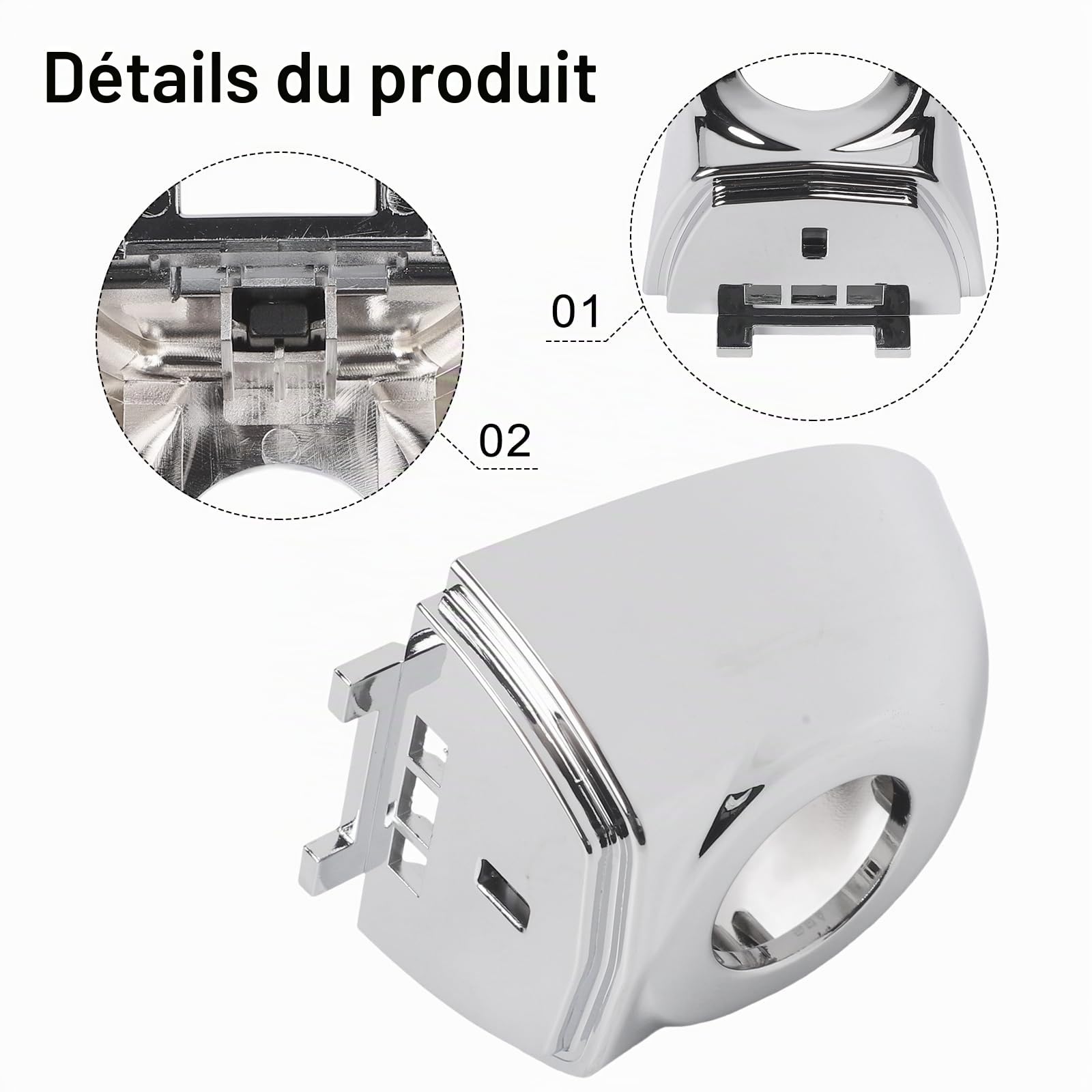 Capuchon de poignée de porte chromé pour Fiat 500X 2016-2021 avant extérieur en ABS Matériel OEM 735607049 Ajustement direct