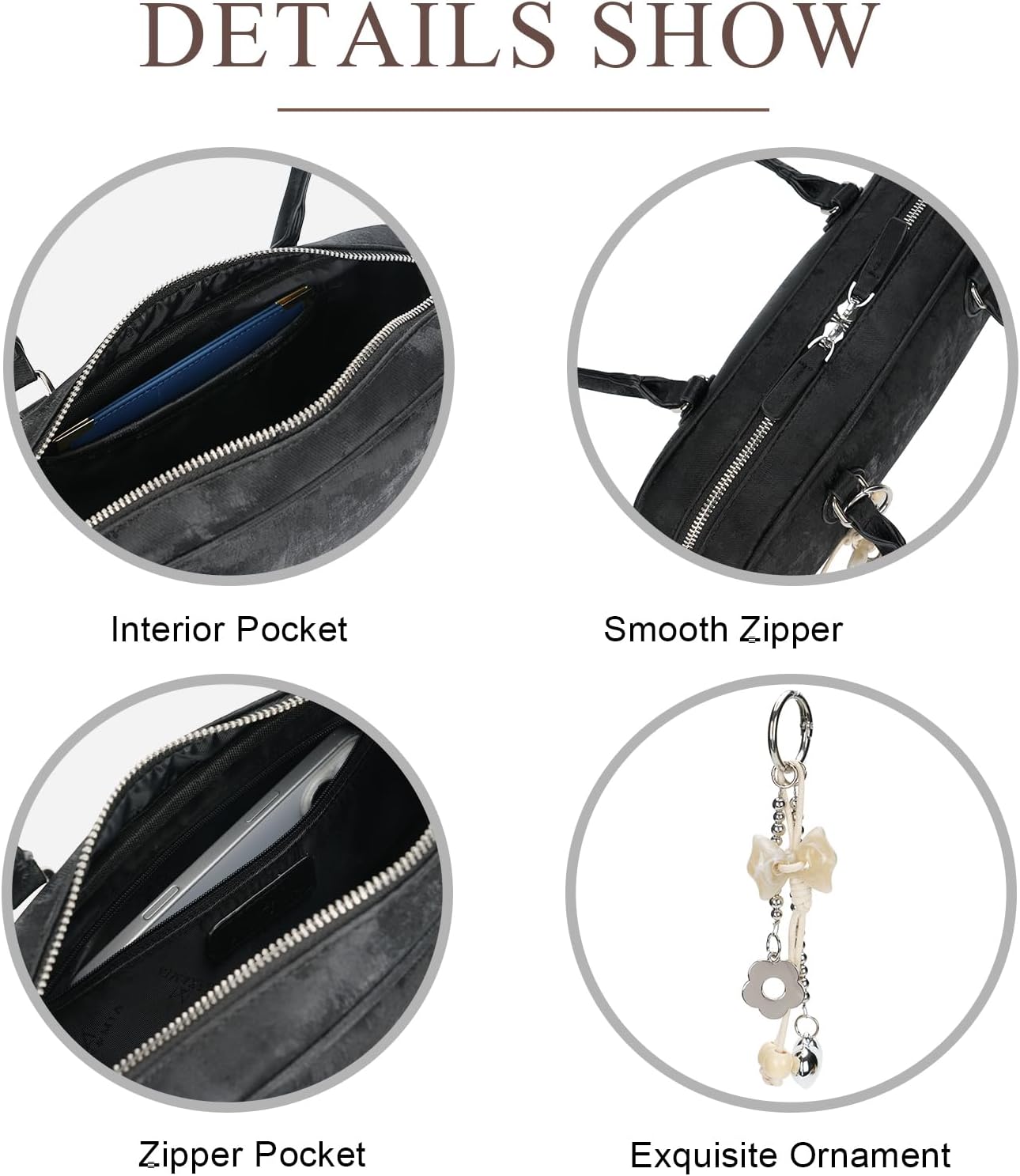 ALEX & MIA Swing Zip Shoulder Bag for Women, Small Lightweight Purse with Silky-Smooth Vegan Leather & Elegant Charm Detail - Image 4