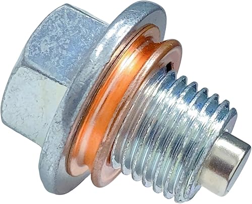 Autokemat Tapón magnético de drenaje de aceite M12x1.25 con arandela de cobre compatible con Nissan Rogue Altima Sentra 1982-2019 Kicks Pathfinder