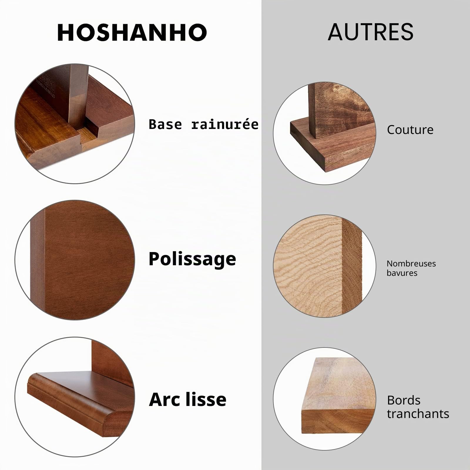 HOSHANHO Bloc à Couteaux Magnétique 35,5 x 25,4 cm - Porte Couteaux Aimanté Double Face Porte-couteaux Magnétique en Acacia Bloc Couteau de Cuisine