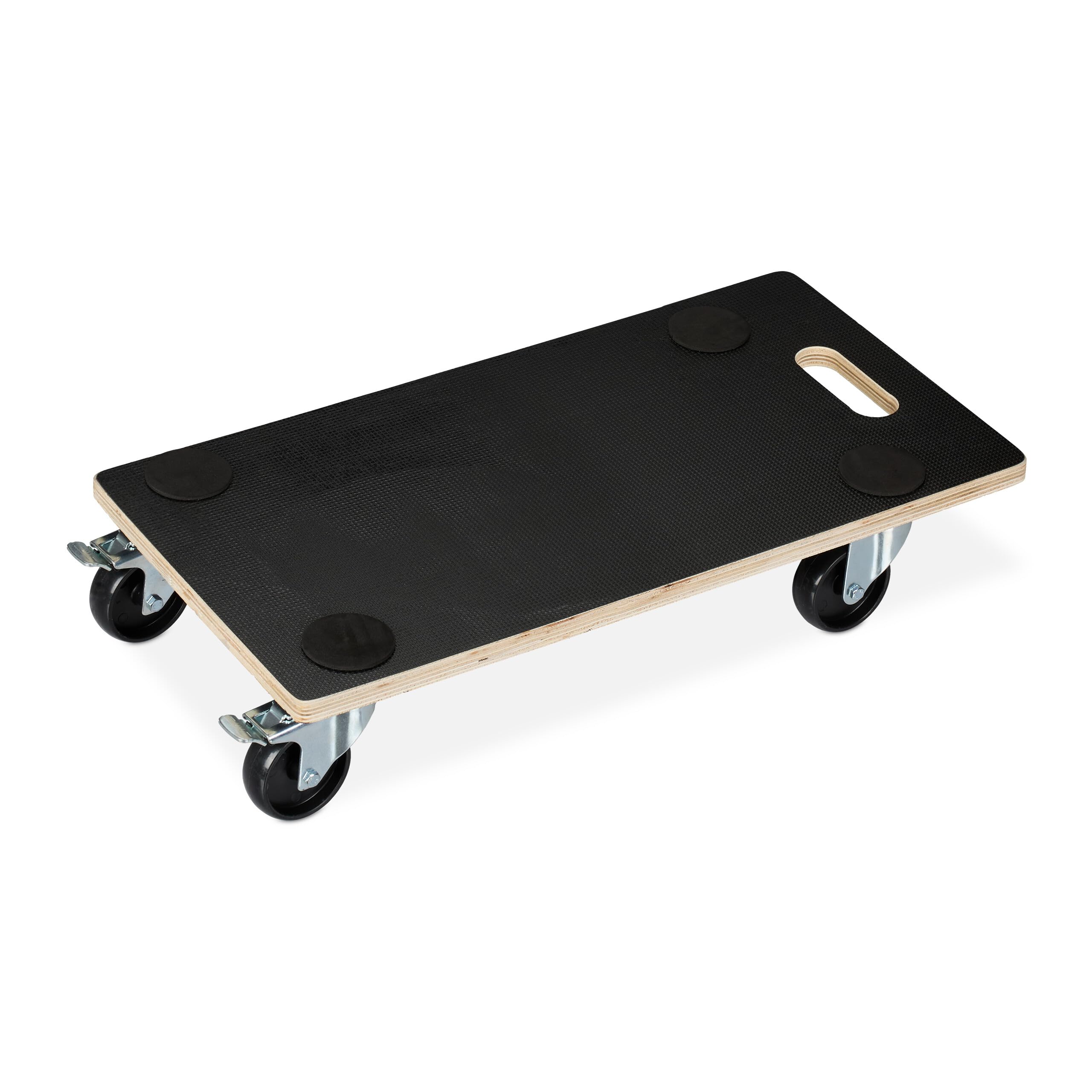 Relaxdays Transportroller Feststellbremse – Tragfähigkeit 400 kg, Abmessungen 58 × 30 cm, 4 Lenkrollen