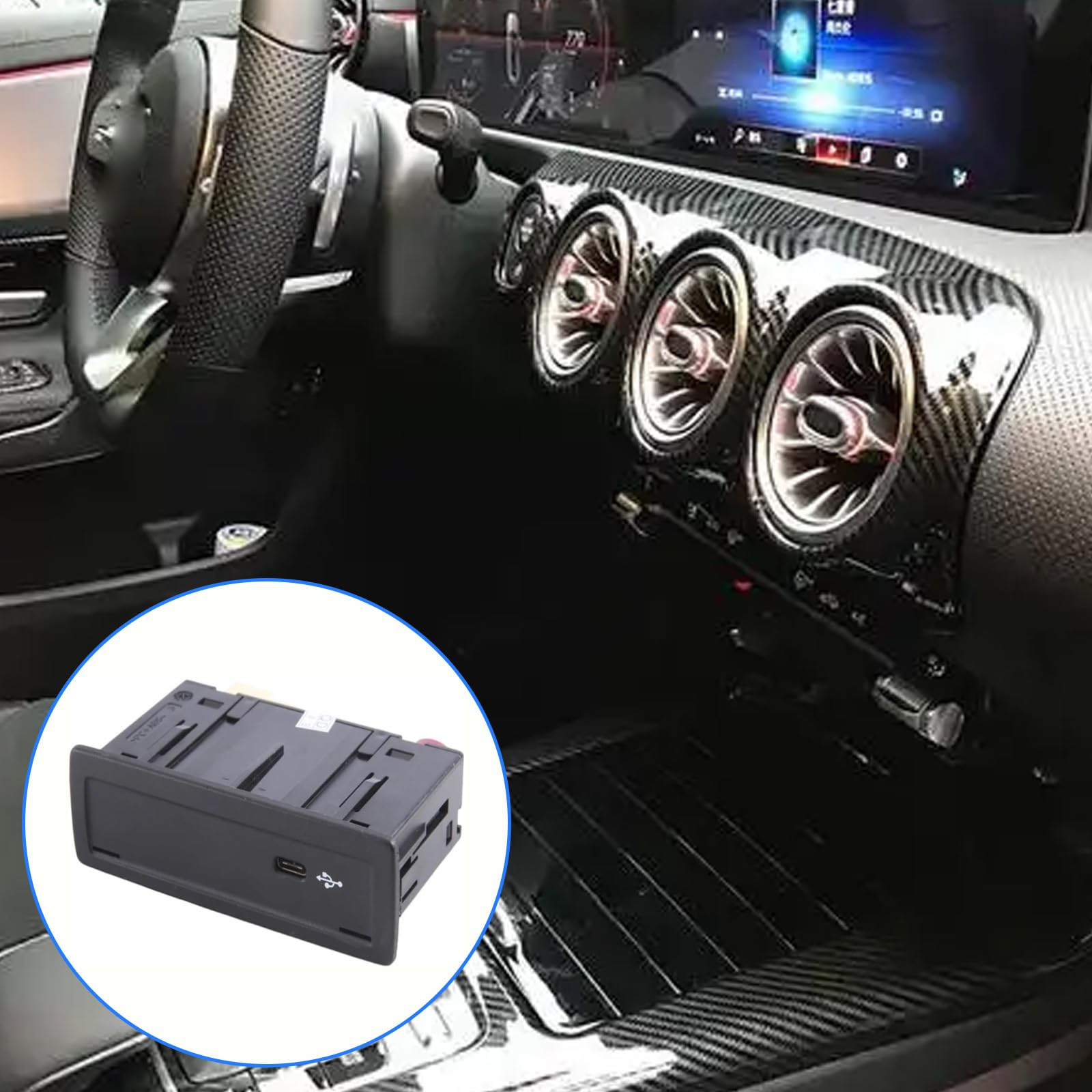 Interfaces USB mejoradas para Tablero de automóvil para A180 A200 CLA200 GLA200 EQA250 Admite tecnología de Carga rápida de 18 W 2478203902 Puerto de Carga con Conector USB