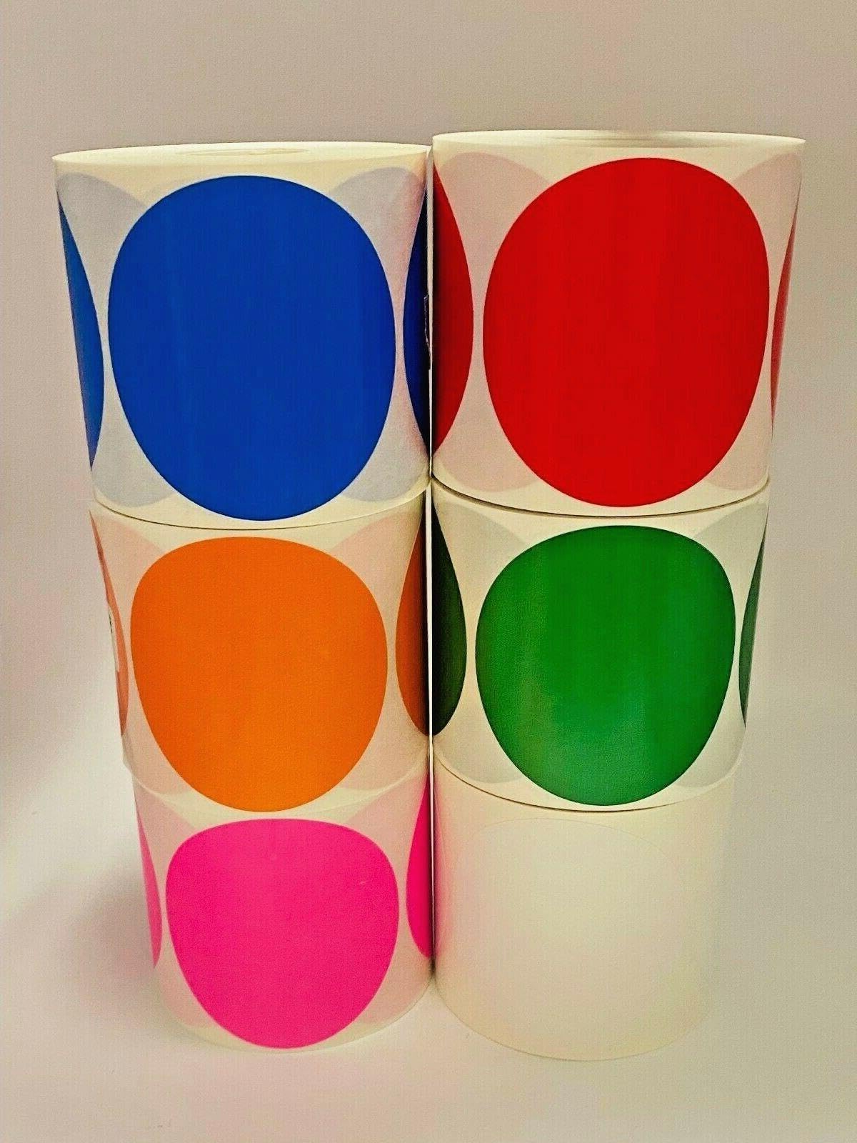 for 6 Rolls of 500 3 Round Variety Pack Color Coded Inventory Dots Labels Stickers
