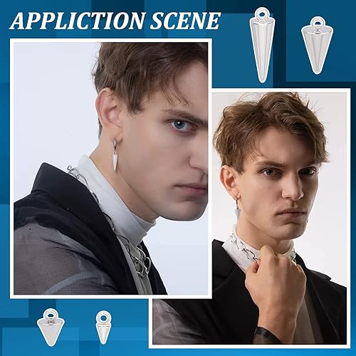 Miniatura 5 de UNICRAFTALE 24 colgantes hipoalergénicos de 4 tamaños de espiga de acero inoxidable plateado, estilo punk, dijes con patrón de cono para collares de
