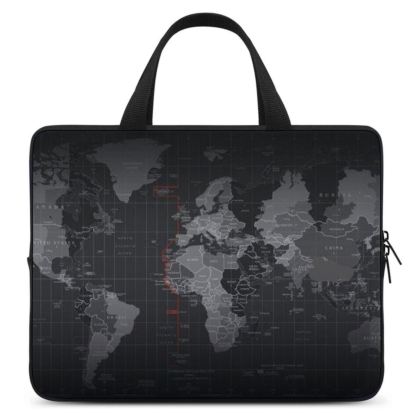 Sac pour ordinateur portable carte du monde noir et imperméable