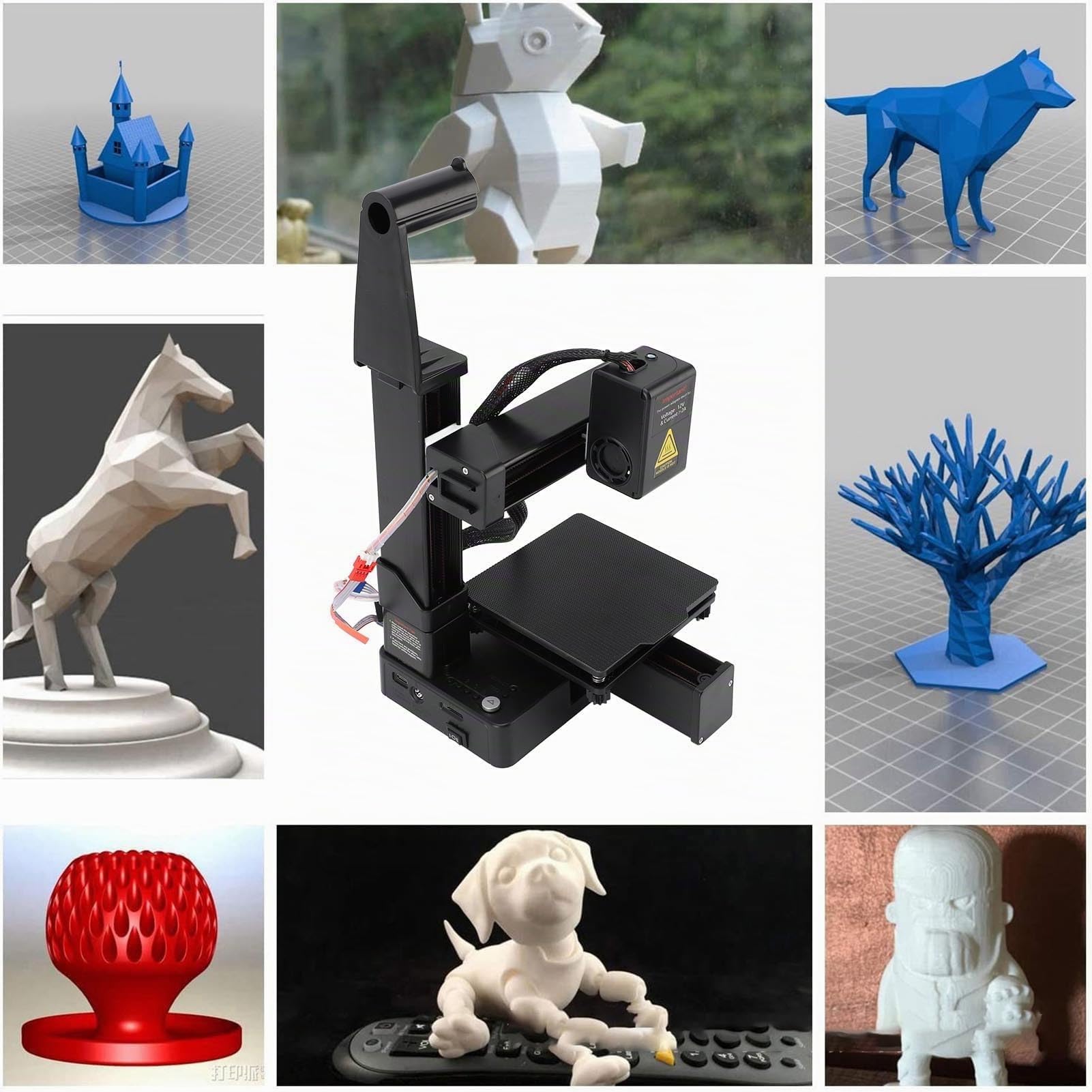 ciciglow Stampante 3D Mini, Macchina da Stampa 3D 40 Mm/s per Bambini e Principianti, Supporta il Filamento TPU PLA da 1,75 Mm, Dimensioni di Stampa (Spina europea)