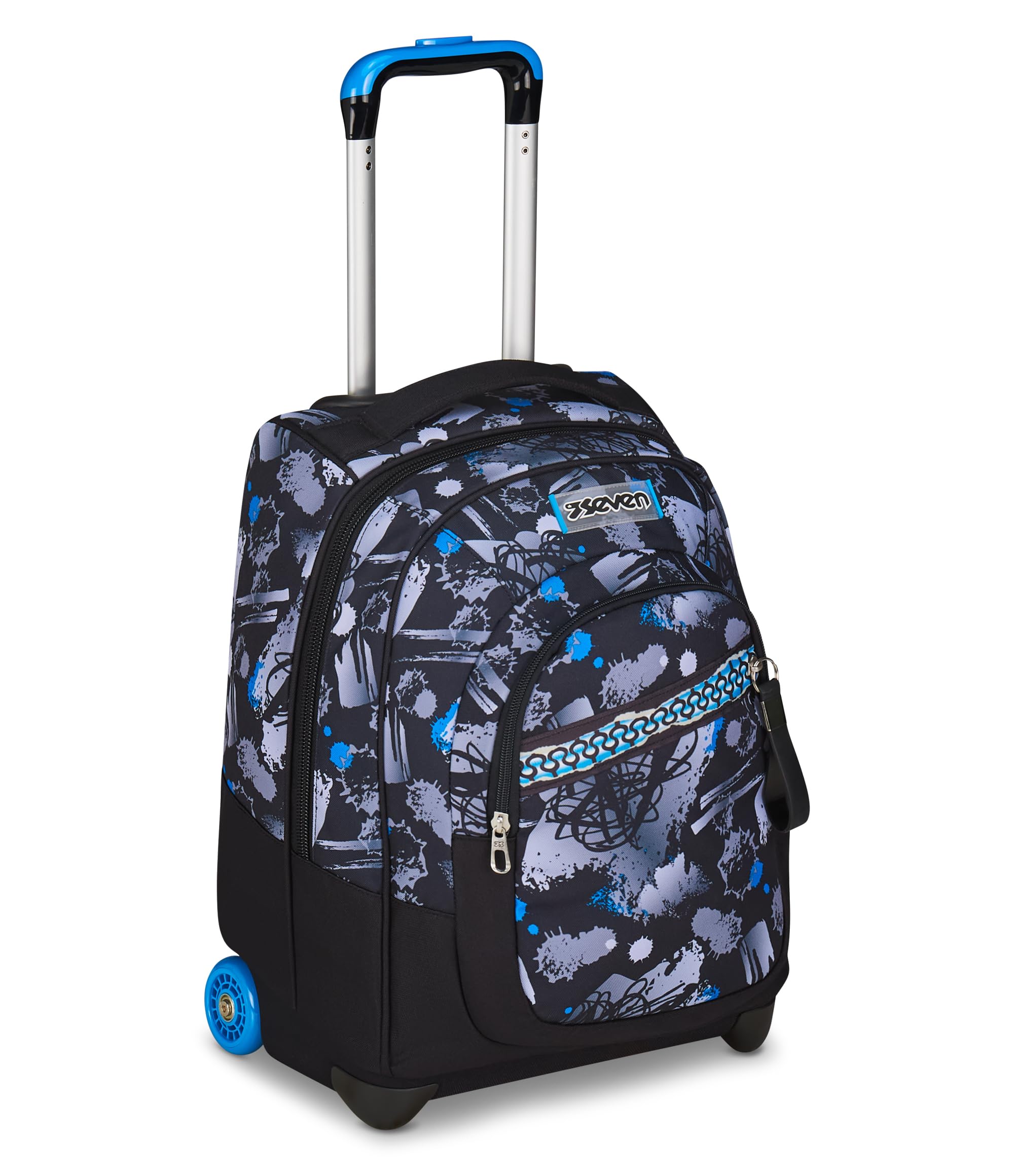 Seven School Trolley Fixed, Blue, 2 in 1, Double Use, Trolley and Backpack, Travel School Backpack, Child Boy, blue, Taglia unica, modern