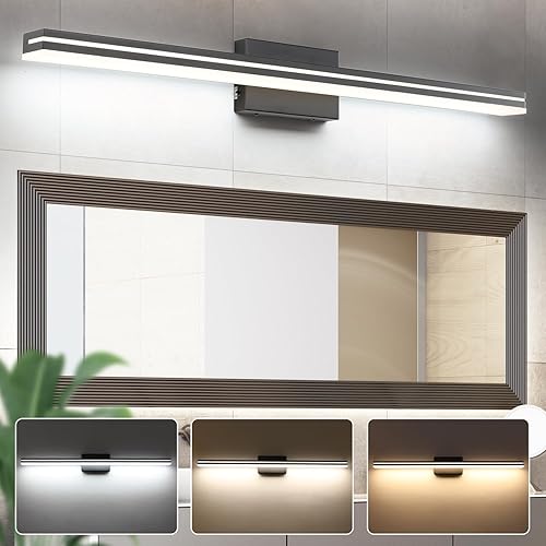 Miniatura 41 de SineRise - Lámparas LED modernas para tocador de baño (40,6 cm, 3000K/4000K/6000K, regulables), lámparas de pared modernas de acrílico cromado para