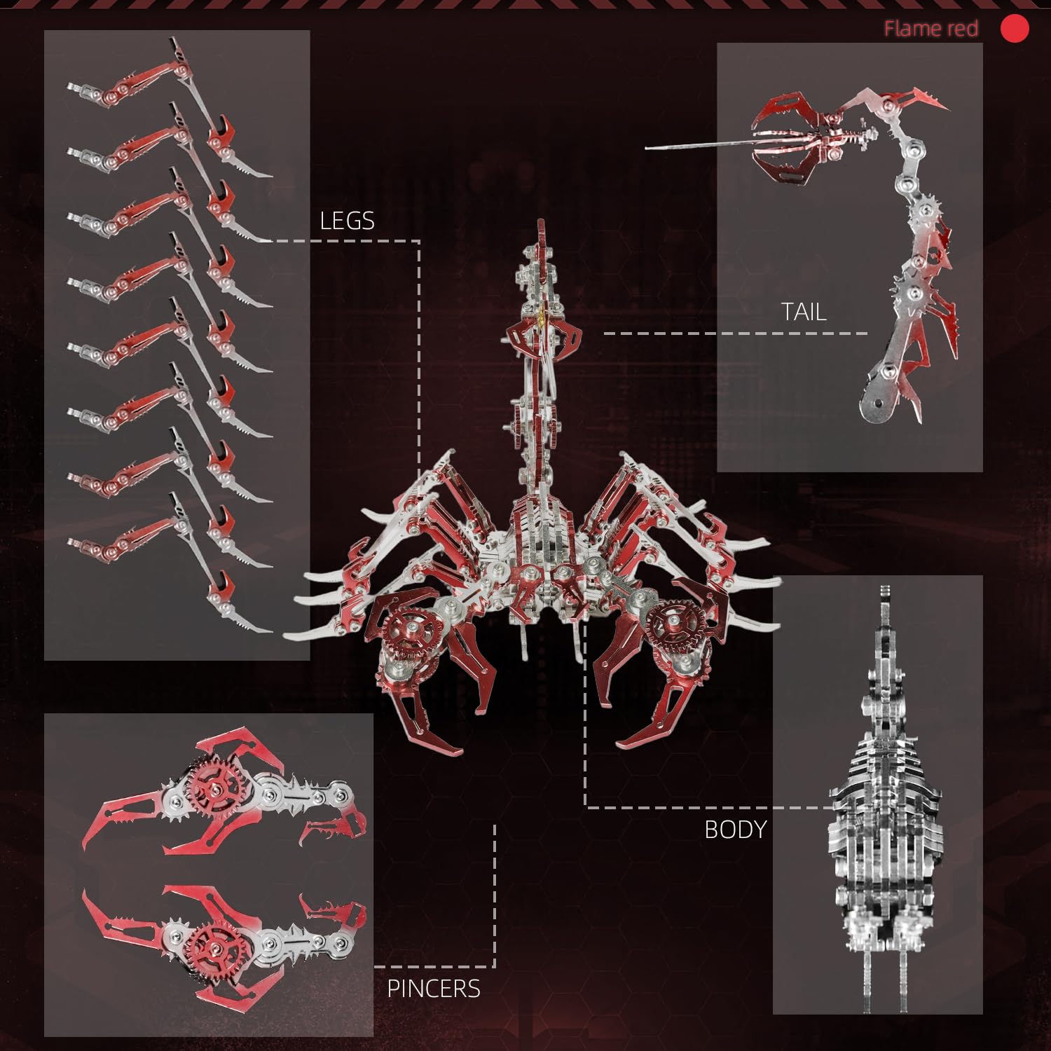 Metalowe puzzle 3D Scorpio dla dorosłych DIY zestaw do budowy mechanicznej z fajnym narzędziem do dekoracji biurka dla mężczyzn lub miłośnika budownictwa 3D