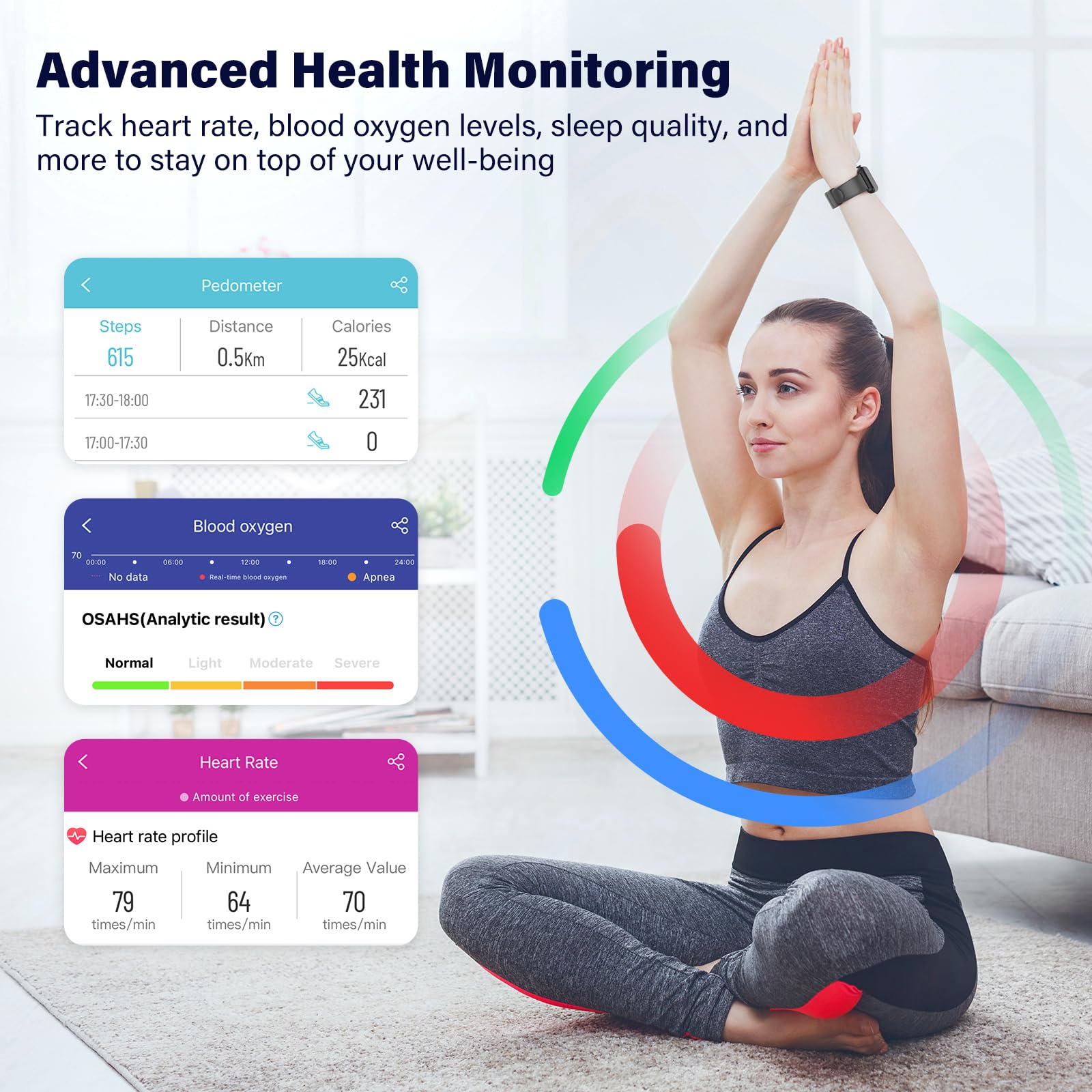 Smart Watch, 1.85" HD Display, 3D Dynamic Dial, 60Hz High Refresh, Bluetooth Calling, LED Flashlight, 100+ Sports Modes (Black)