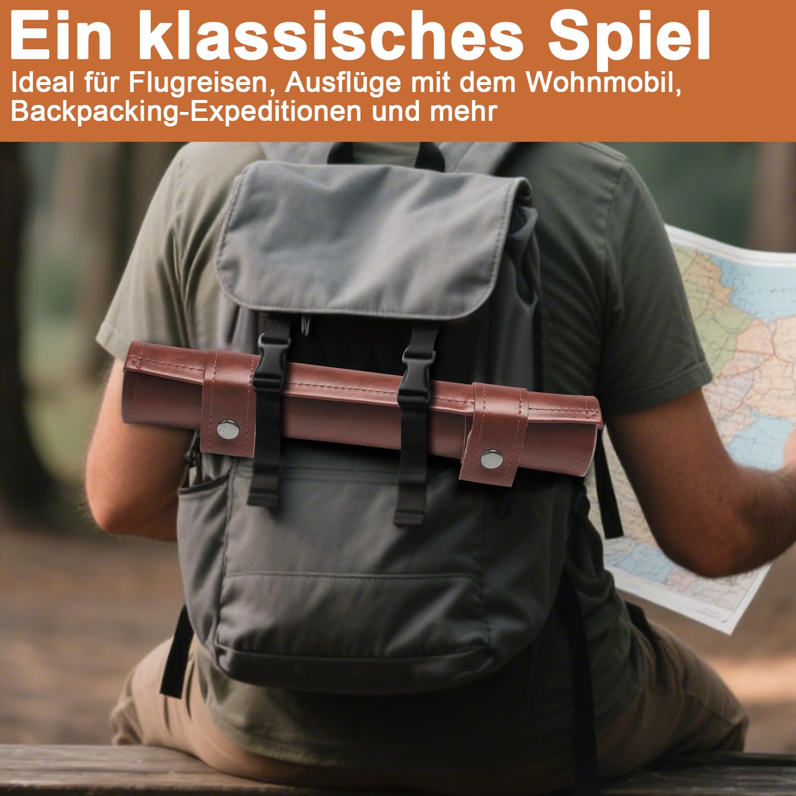 Reise Backgammon,Back Gammon Spiel aus massivem Holz - Klassisches Brettspiel für Familien,Reisen und Strategie-Liebhaber,Tragbar und langlebig (Braun