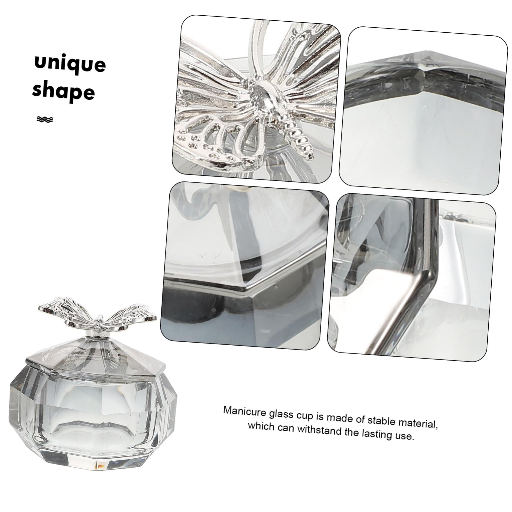minkissy 5 Piezas Copa de Taza de de cristal Taza de manicura de cristal herramientas de manicura decoración de plato decorativo para con tapas vaso de vidrio para