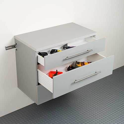 Miniatura 4 de Prepac GSCW-0730-1 Gabinete de almacenamiento con base de 3 cajones color gris claro
