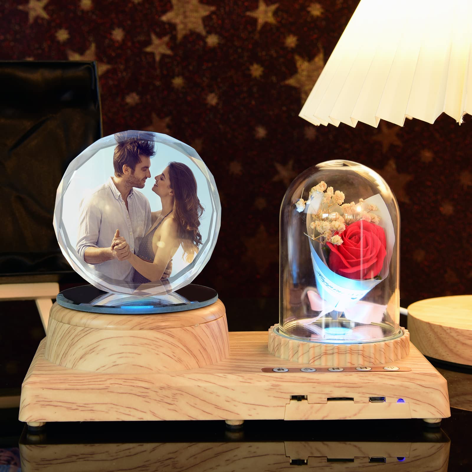 SHKINETARRY Round Crystal Print with Your Photo Personalized Customized 3D Crystal Glass Custom DIY Picture Frames for Wedding, Birthday, Baby Birth, Valentine's Day, Mother & Father Anniversary Day