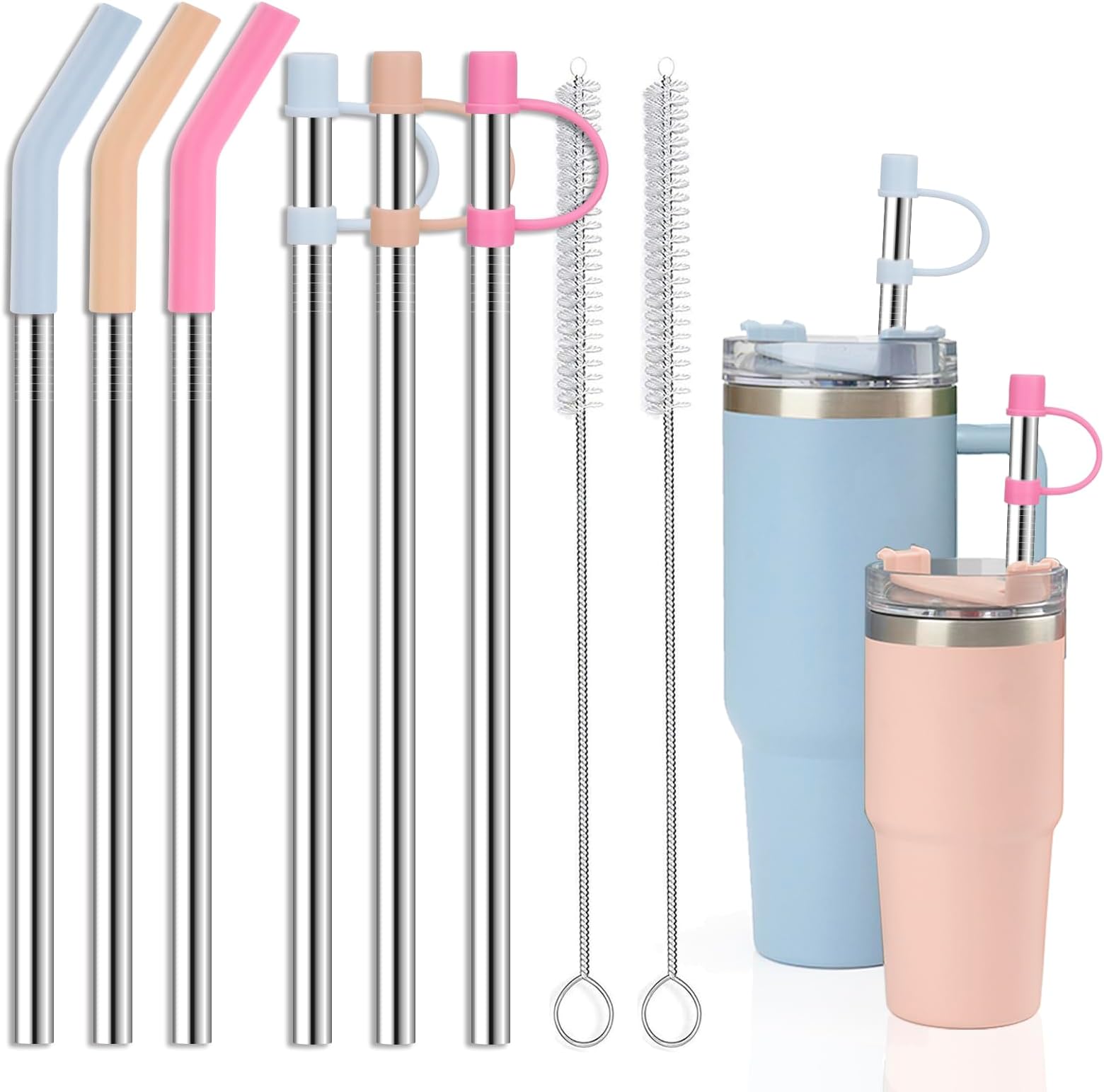 Jetstop 6 Straws with Cover for Stanley Tumbler, Reusable Stainless Steel Str...