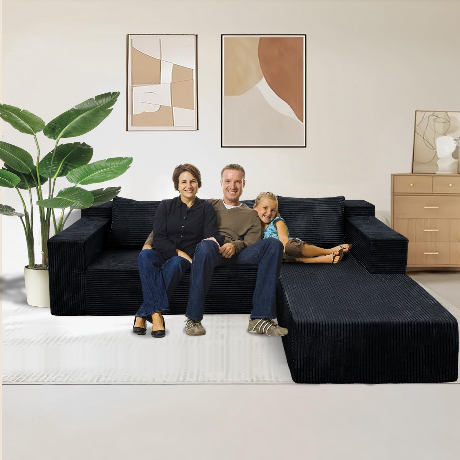 Sofá seccional Cloud de 103 pulgadas, sofá en forma de L deshuesado con diván, moderno sofá modular minimalista para sala de estar, combinación libre, asiento profundo, no requiere montaje, 8