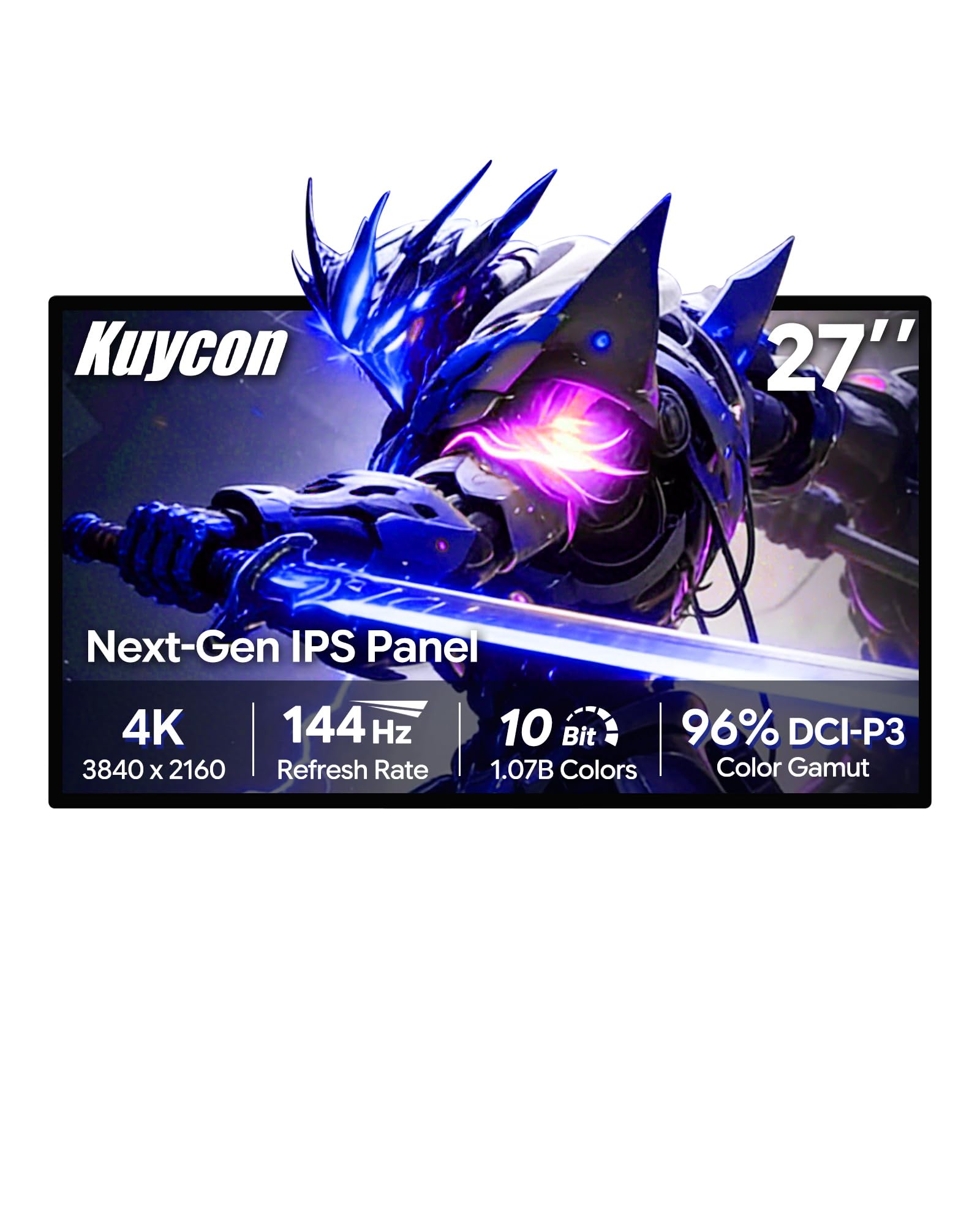P27D 27'' 4K Monitor, 144HZ, 3840x2160 Honeycomb sin Soporte | Panel IPS, 99% sRGB, 500 cd/m² Brillo, USB-C 100W Carga, Altura Regulable – Pantalla para Gaming y Oficina
