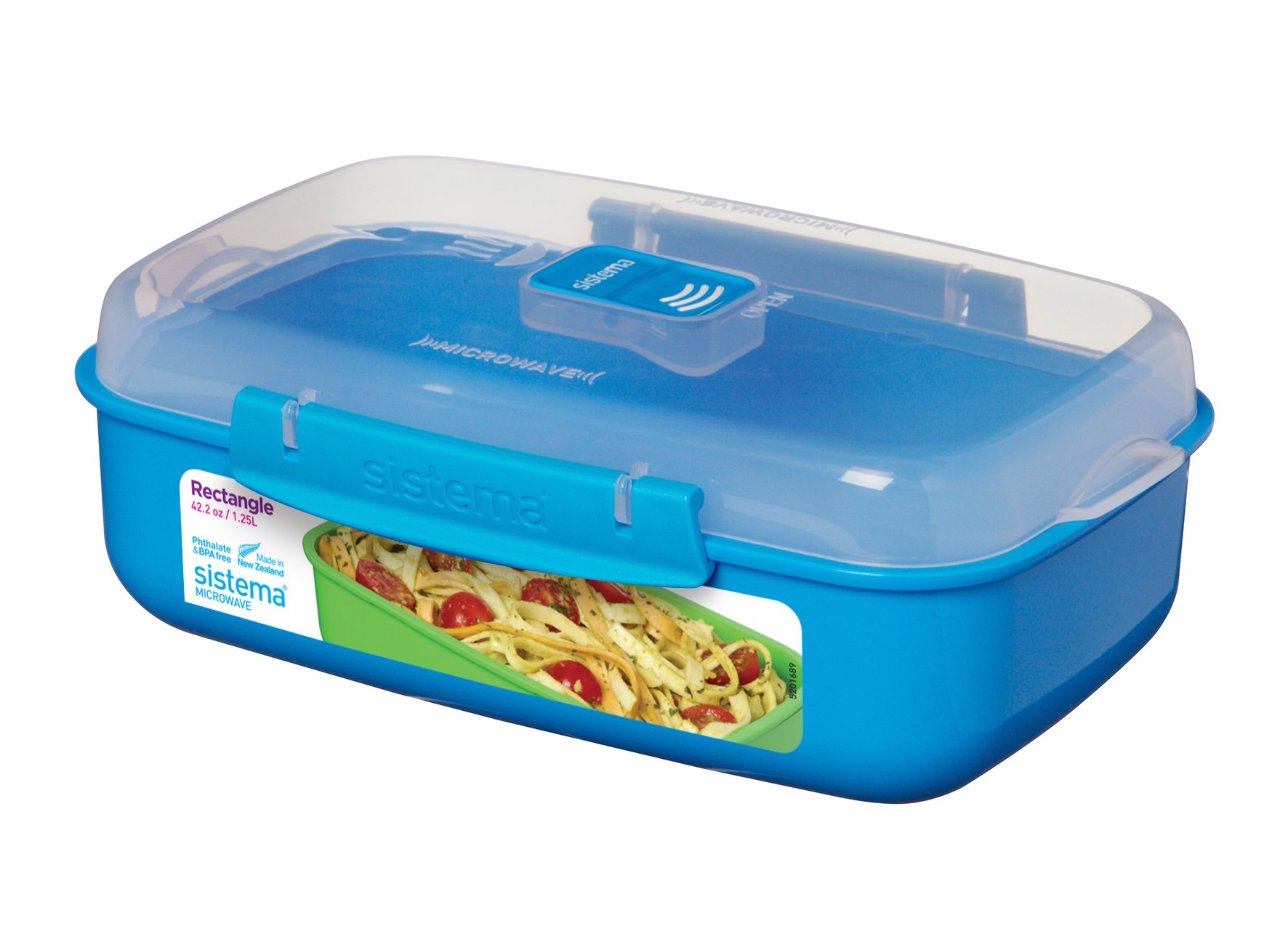 Sistema 6er Mikrowellen-Box, Spülmaschinenfest, 1,25 Liter - Bunt, 23,3 x 14,8 x 7,9 cm