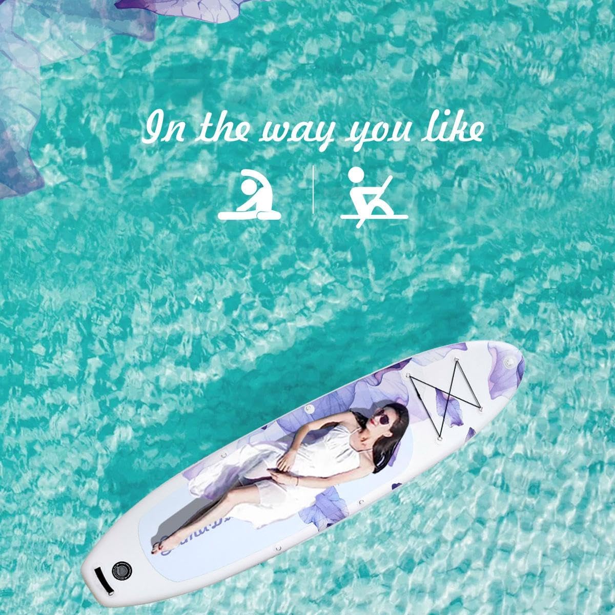 10.6' Inflatable Stand Up Paddle Boards, 32" Paddle Board of All Skill Levels with Complete Inflatble SUP Accessories, Hand Pump, Waterproof Bag, Removable Fin, Leash