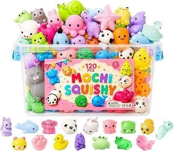 120 Pack Mochi Squishy Toys, Kawaii Mini Squishies Bulk Party Favors for Kids 8-12, Sensory Fidget Toys, Classroom Treasure Box Prizes, Goodie Bag Stuffers, Birthday Gifts